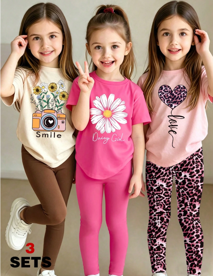 Girls' T-Shirt & Leggings Set (6-Pack)