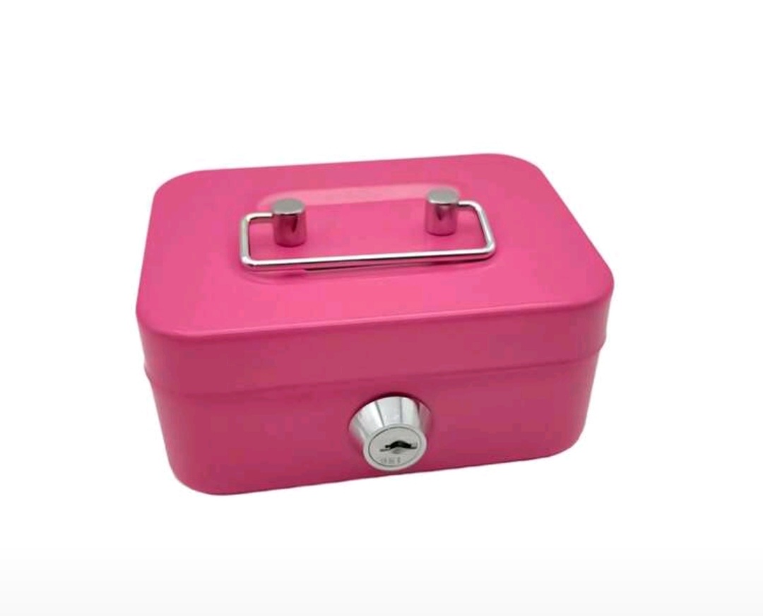 1pc Lockable Pink/Black Color Coin Canister