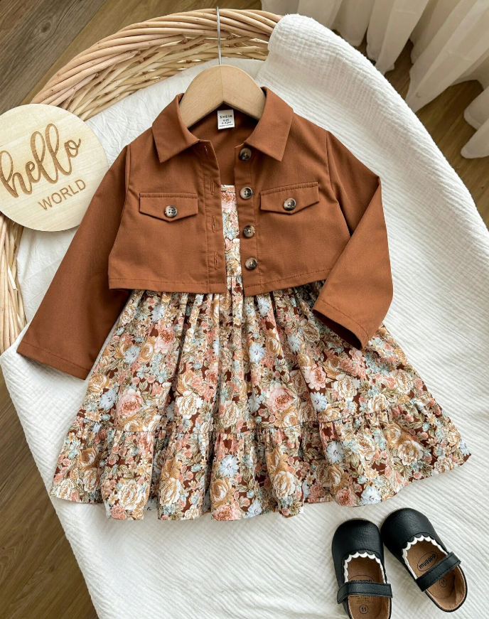 Baby Girls' Floral Dress & Jacket Set