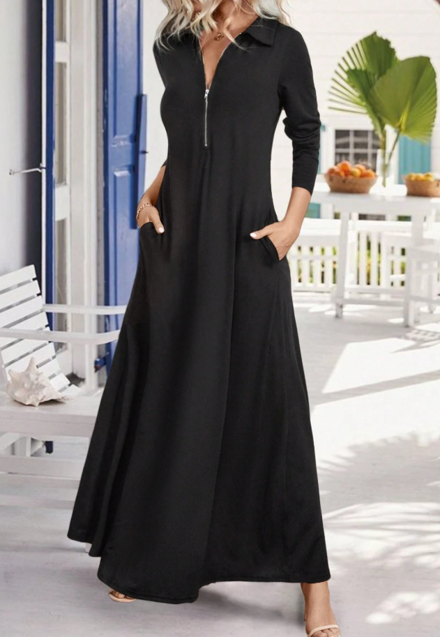 Long Sleeve Dress With Turnover Collar