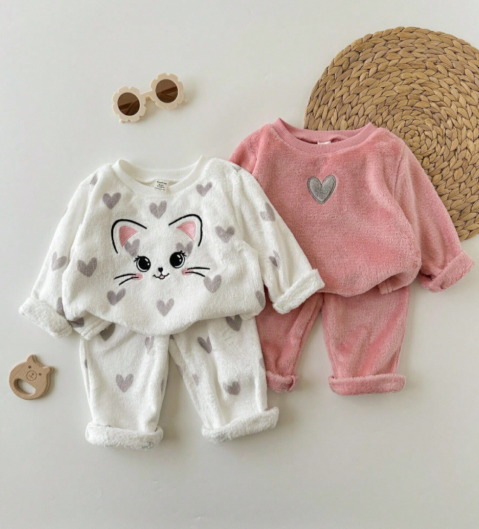 Baby Girls' Fluffy Pajama Set (4-Piece)