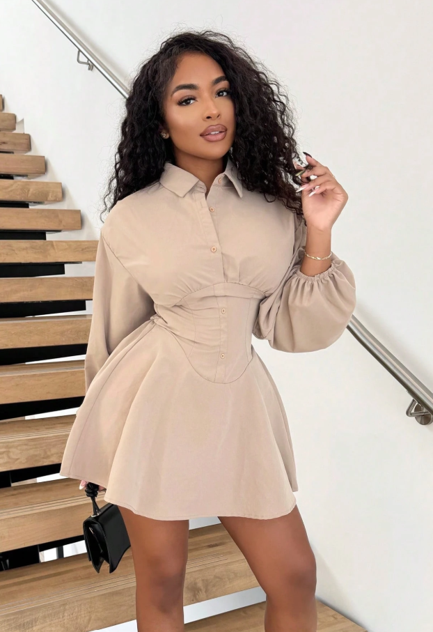 Puff Sleeve Shirt Dress