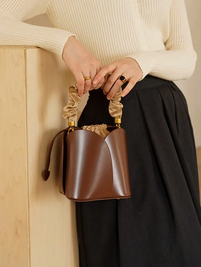 Drawstring Pocket Petals New Vegetable Basket Bucket Bag