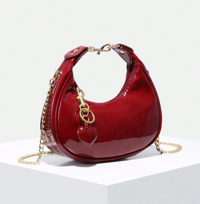 1pc Fashionable Crescent-Shaped Armpit Bag With Heart Decor
