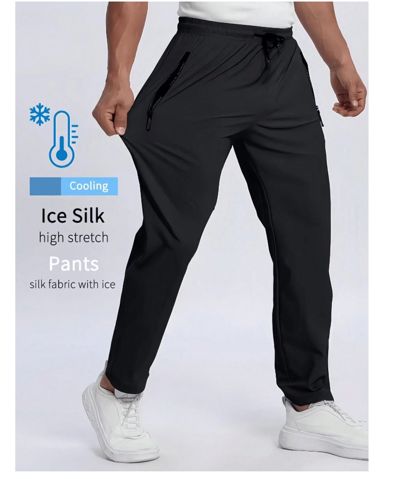 Men's Lightweight Breathable Elastic Running Pants For Summer,