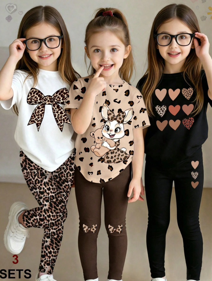 Girls' T-Shirt & Leggings Set (3-Pack)
