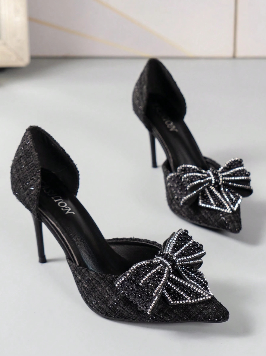  Pointed Toe High Heel Sandals With Rhinestone