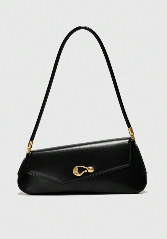 Fashionable Casual Versatile Textured Underarm Asymmetrical Baguette Bag