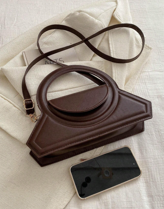 1pc Fashionable Round Handbag, Solid Color Minimalist Crossbody Bag