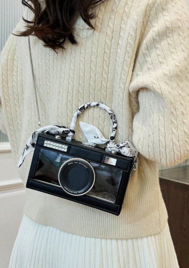 Camera-Shaped Box Crossbody Bag
