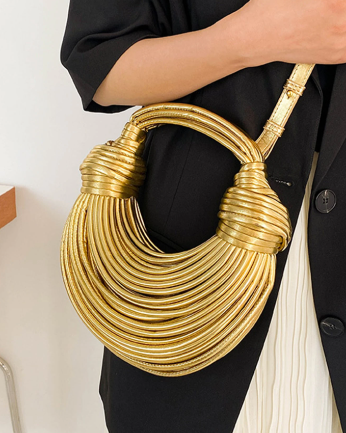 Handmade Woven Twisted & Knotted Dumpling Cloud Shape Women Handbag Shoulder Bag