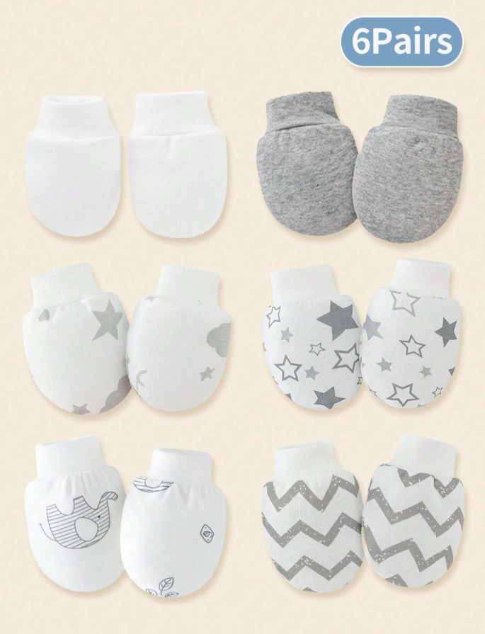 Newborn Baby Scratch Mittens (6 Pairs)
