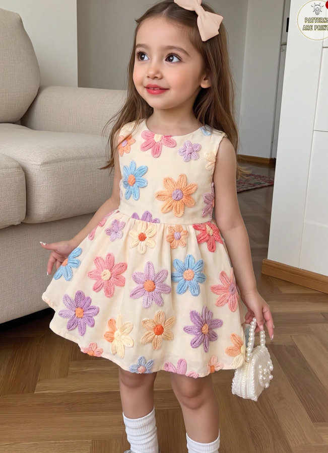 Girls' Floral Midi Dress