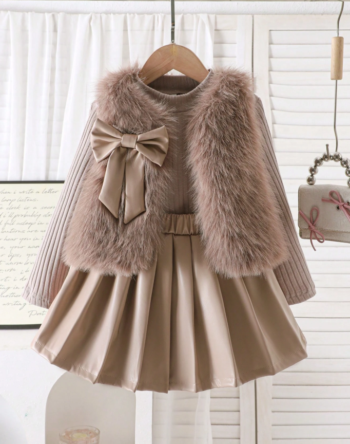Girls' Faux Fur Skirt Set.