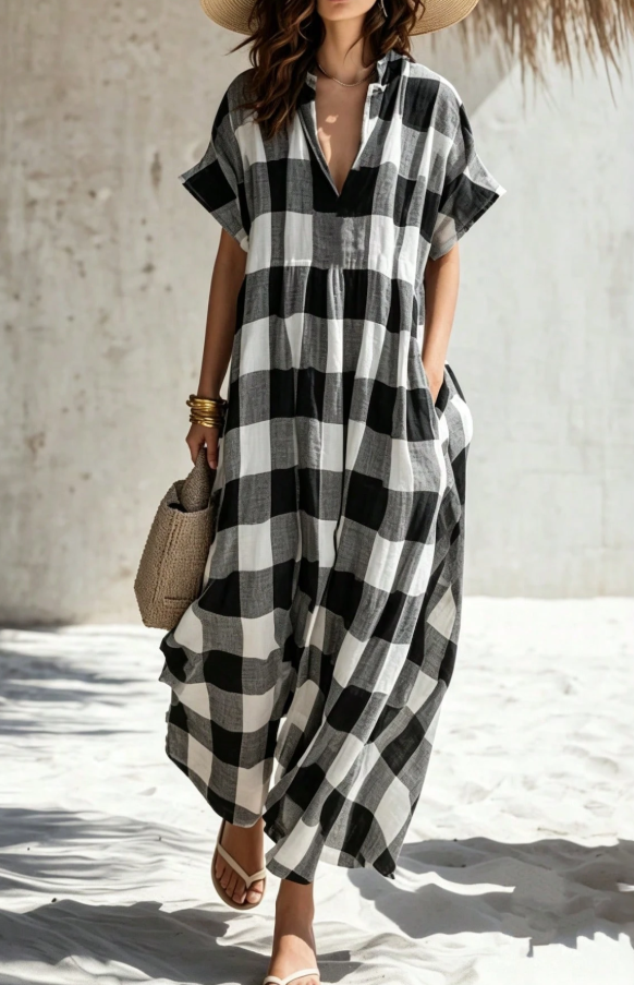 Checkered Shirt Dress