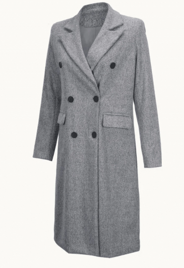 New Women Double Breasted Simple Design Trench Coat, Casual Long Sleeve Jacket Spring